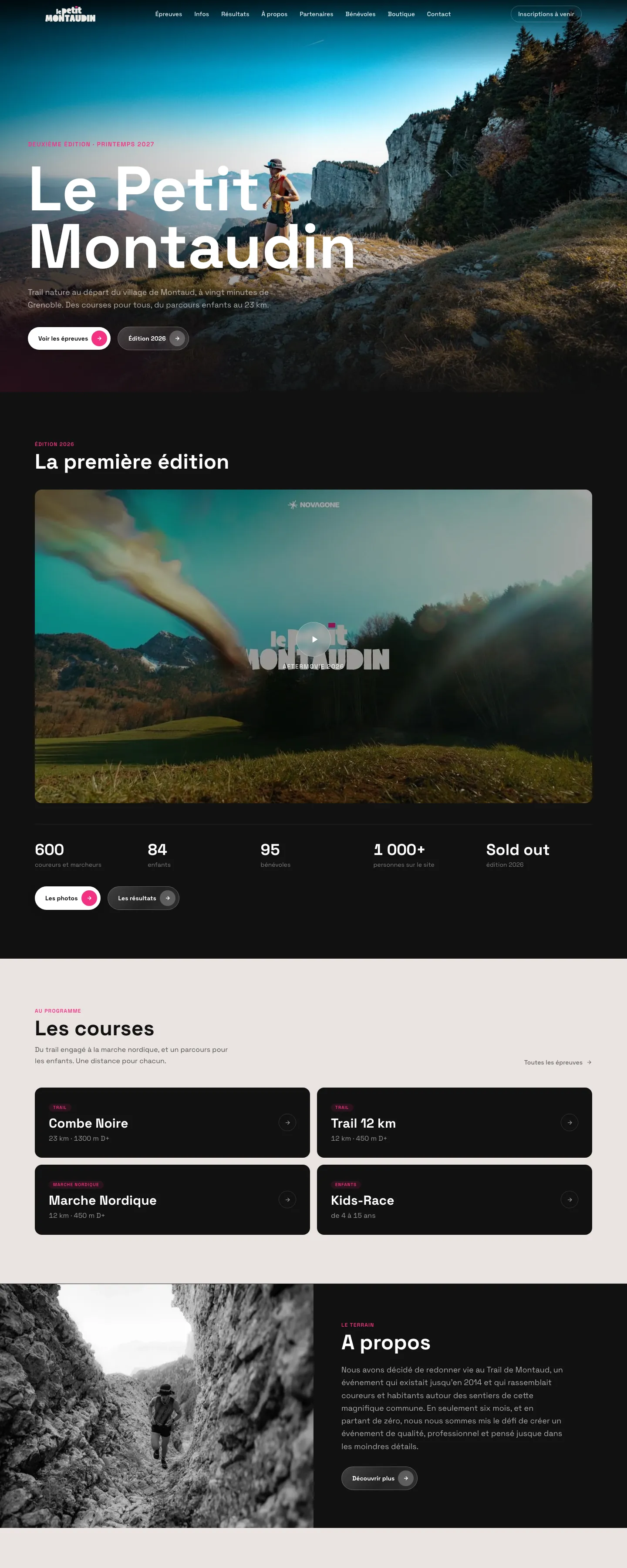 La page d'accueil de traildemontaud.fr